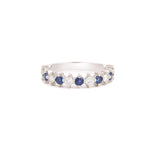 Alliance Demi-Tour Saphirs Diamants Or Gris 18 Carats