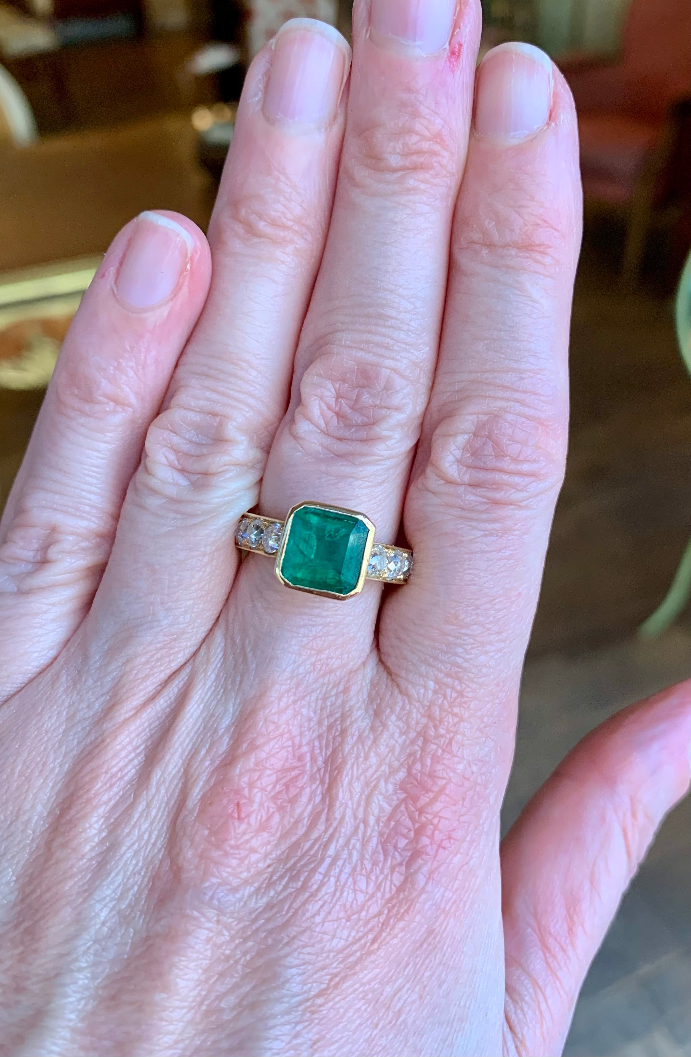 Bagues de fiançailles Bague Emeraude Diamants Or – Les