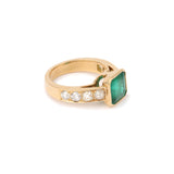 Bague Emeraude 2.73 Carats Diamants Or Jaune 18 Carats (Certificat)