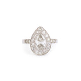 Bague Diamants Poire 1.90 Carats Platine Or Gris 18 Carats