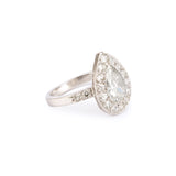 Bague Diamants Poire 1.90 Carats Platine Or Gris 18 Carats