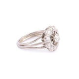 1.20 Carats Diamonds Platinum 18 Carats White Gold Daisy Ring