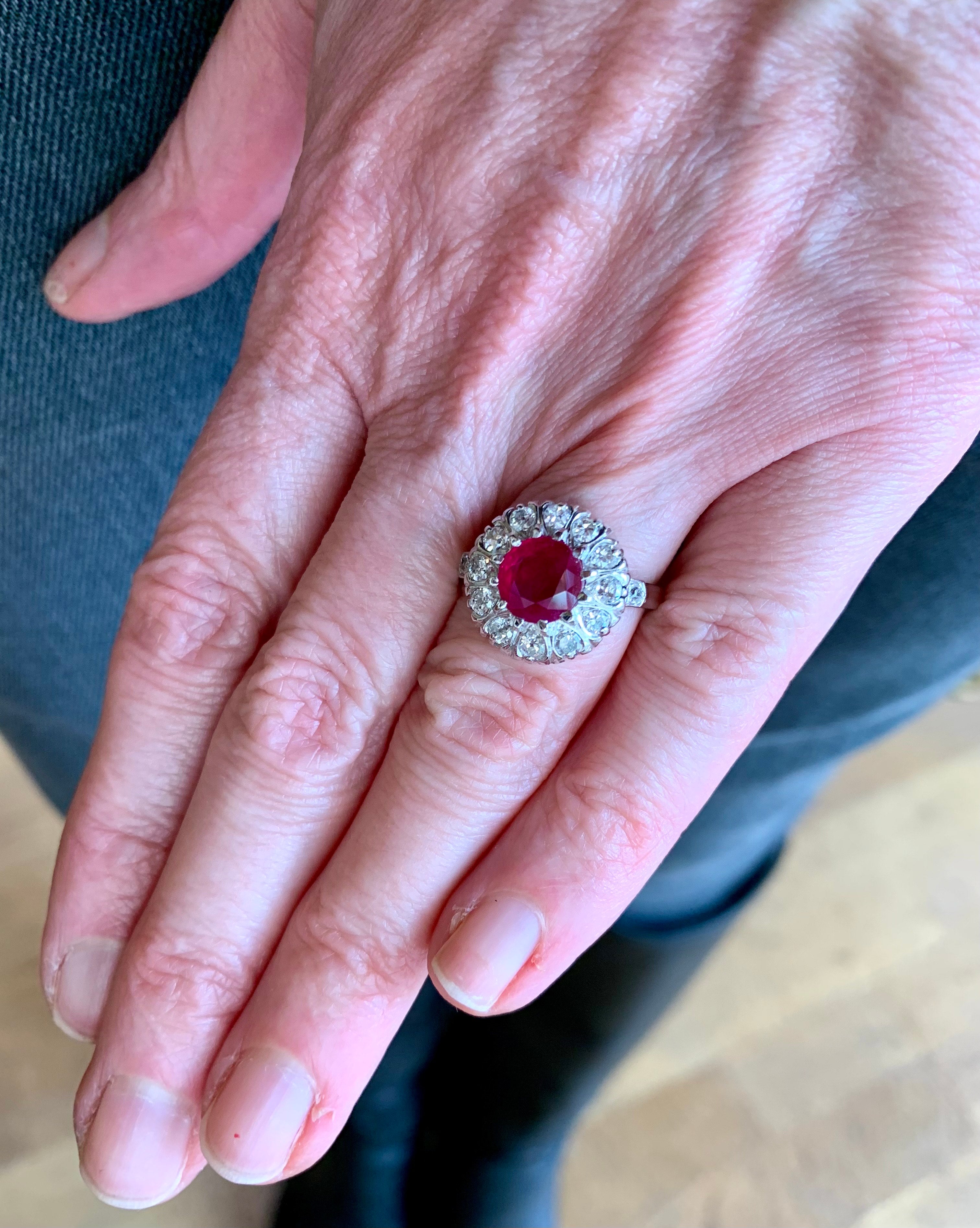 Bagues de fiançailles Bague Marguerite Rubis Birman Diamants