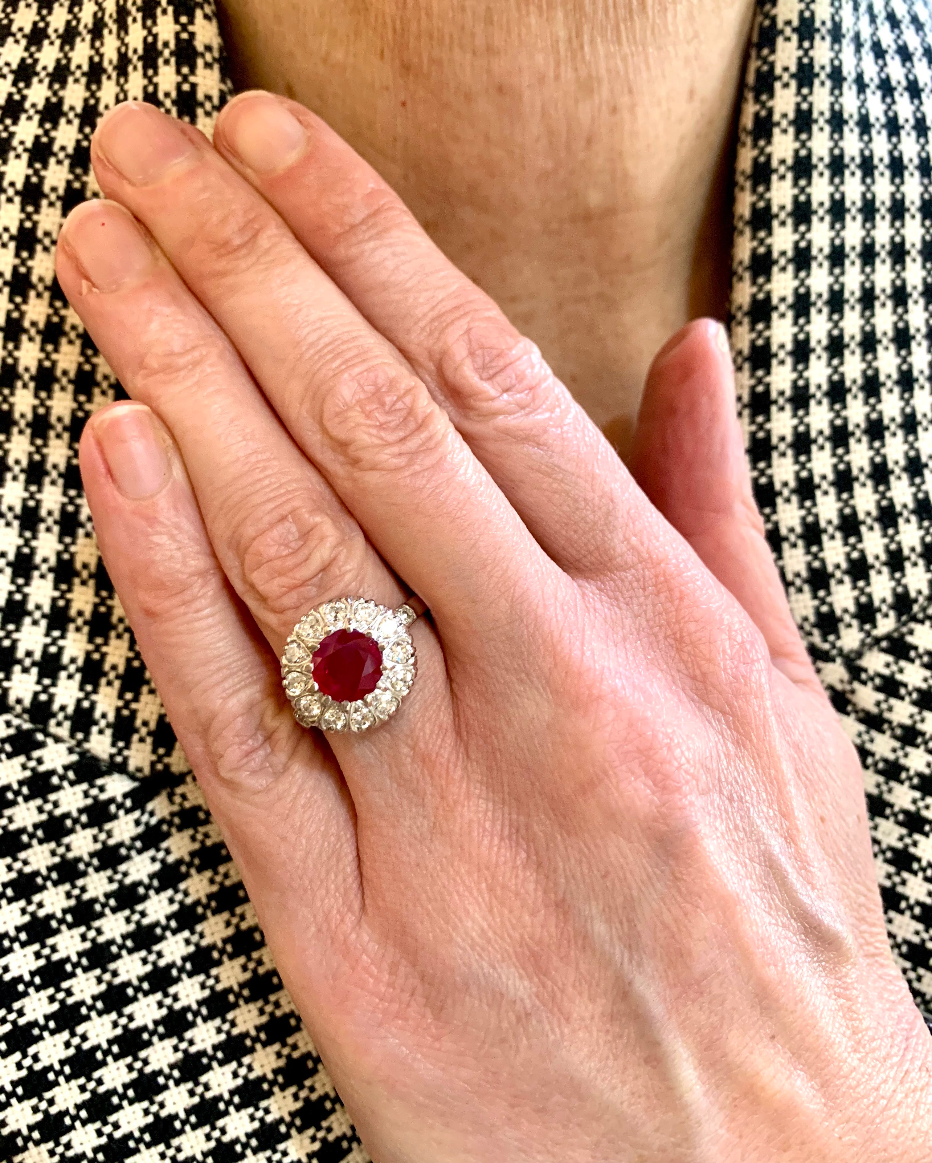Bagues de fiançailles Bague Marguerite Rubis Birman Diamants