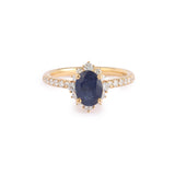 1.35 Carats Sapphire Diamonds 18 Carats Yellow Gold Pompadour Ring