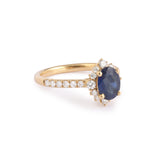 1.35 Carats Sapphire Diamonds 18 Carats Yellow Gold Pompadour Ring