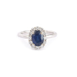 1.50 Carats Sapphire Diamonds 18 Carats White Gold Pompadour Ring