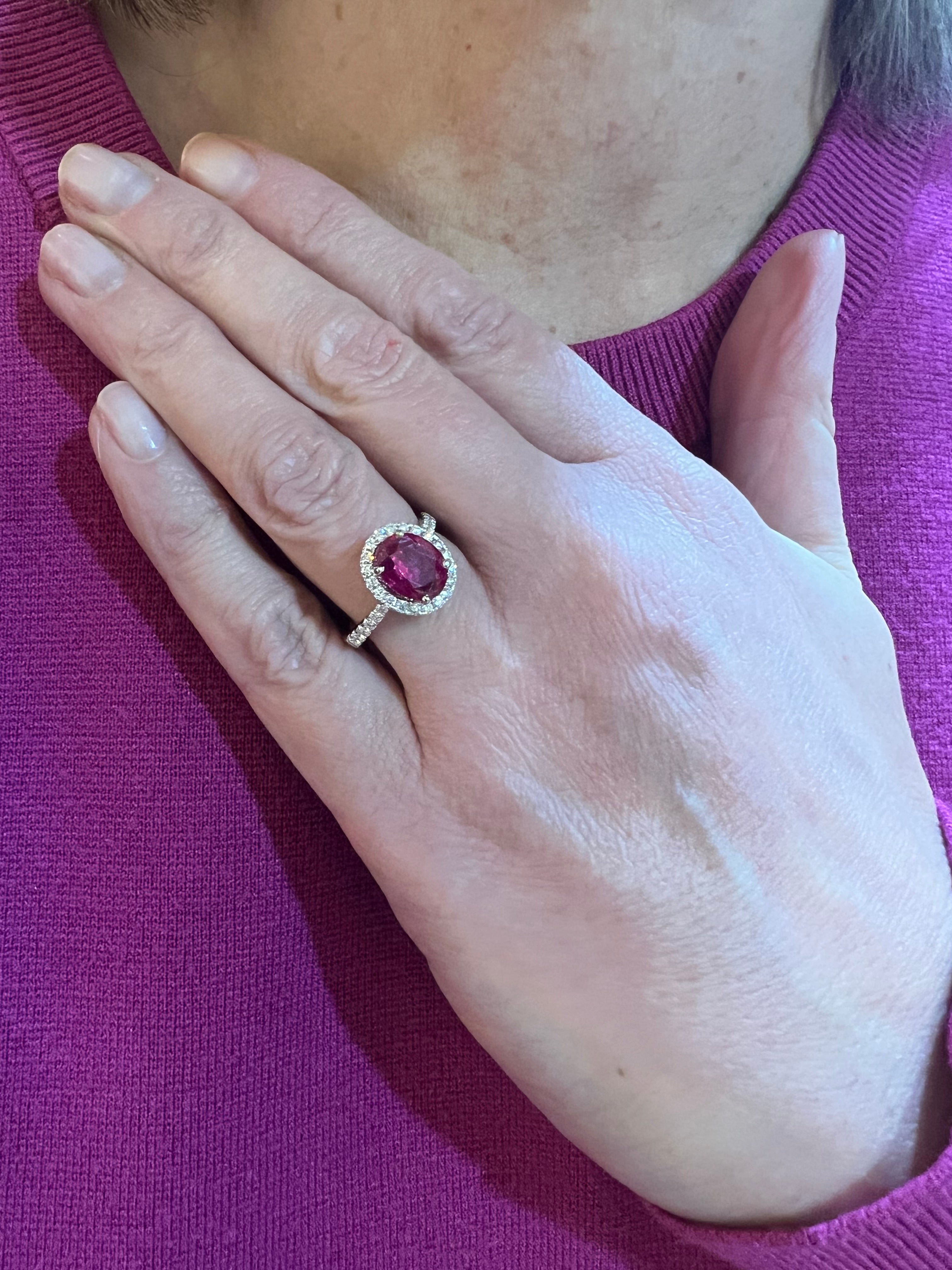 Engagement Rings Burmese Ruby Diamonds White Gold Ring. Les Pierres de Julie