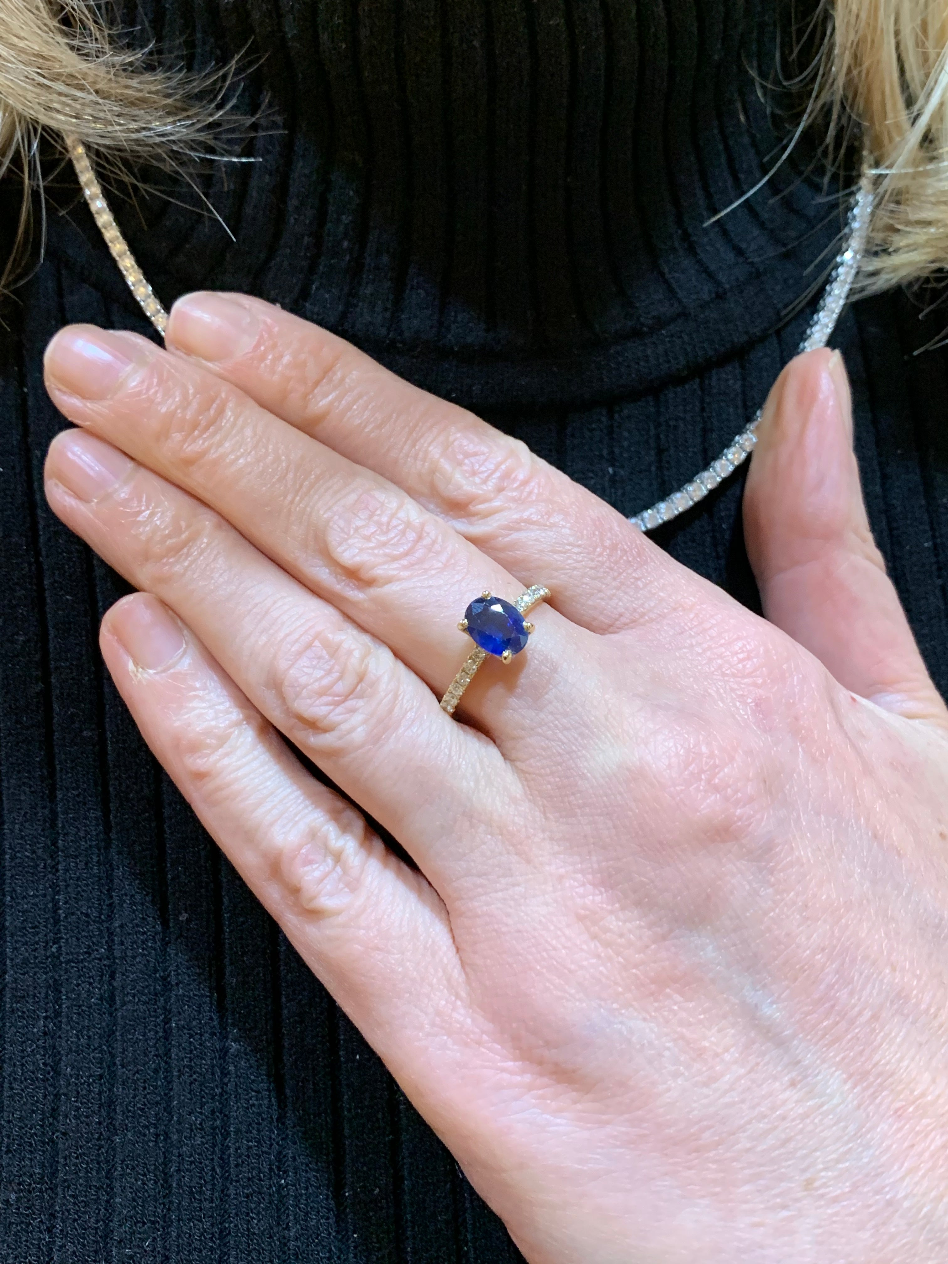 Bague Saphir 1.62 Carats Diamants Or Jaune 18 carats