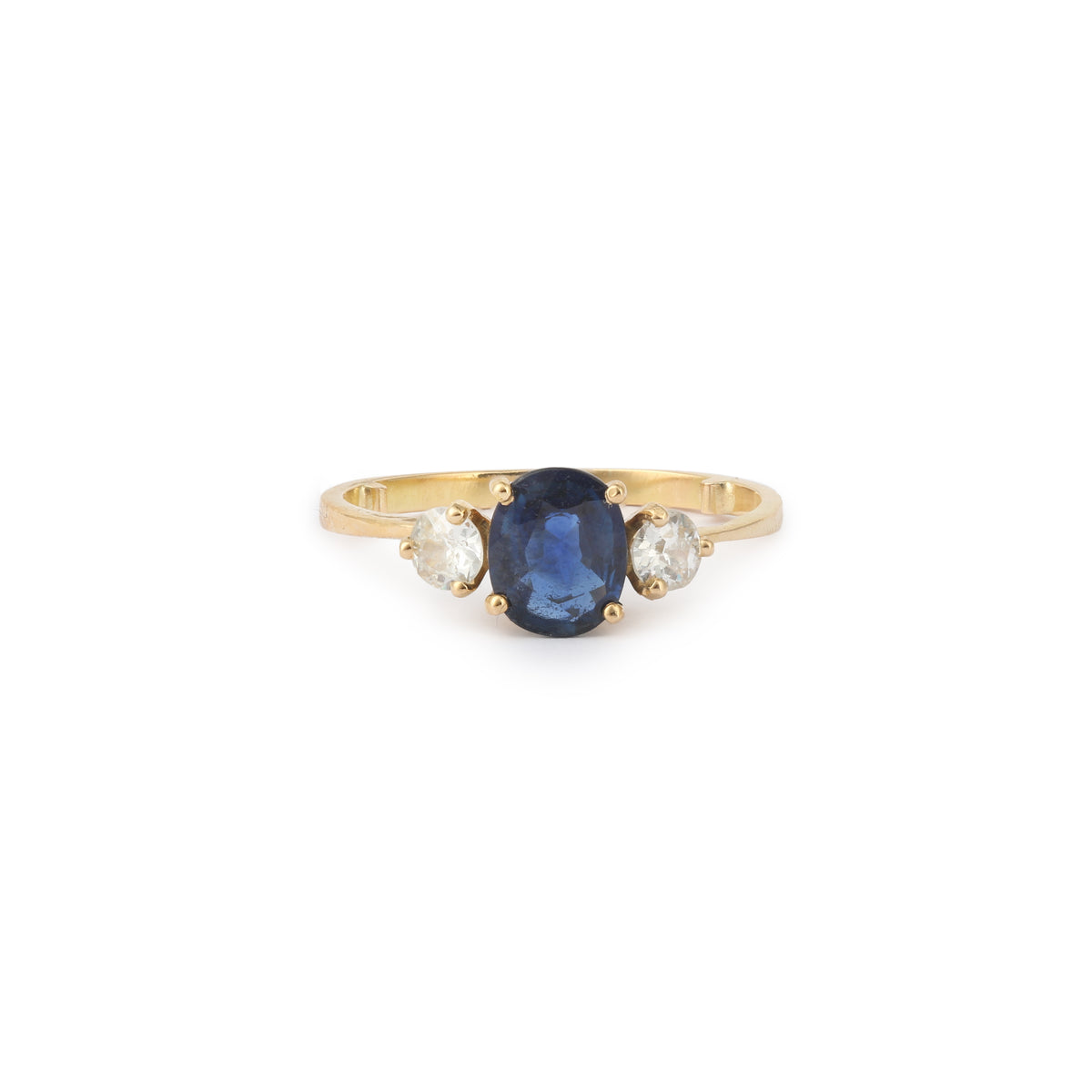 Bague Saphir 1 Carat Diamants Or Jaune 18 Carats