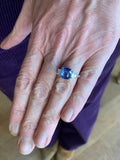 Certified 3.02 Carats Unheated Cushion-Cut Sapphire Diamonds 18 Carats White Gold Ring