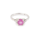 Bague Saphir Rose 1.20 Carats Diamants Or Gris 18 Carats