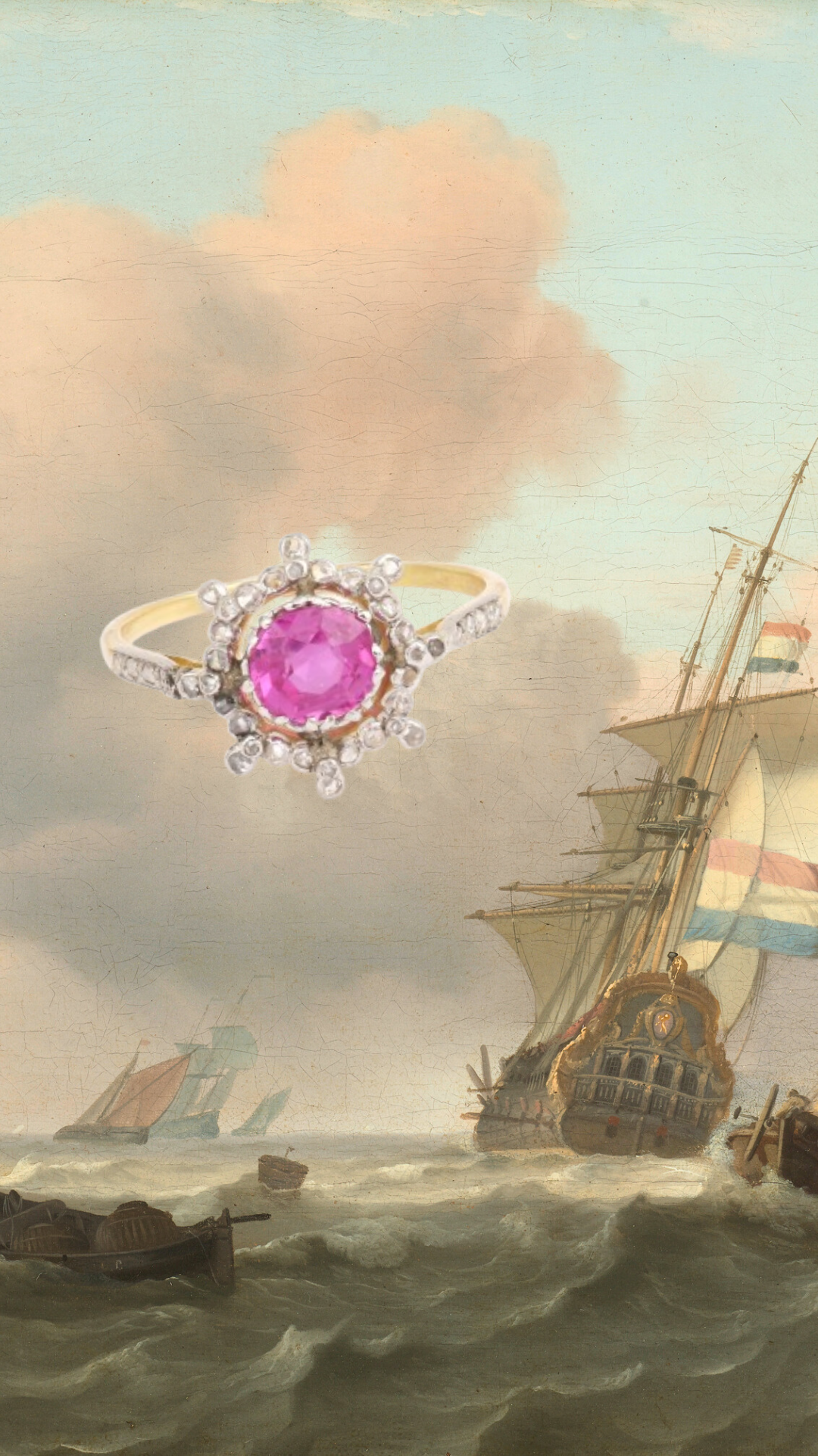 Bague Saphir Rose Birman Non Chauffé 1.13 Carats Diamants Platine Or Jaune 18 Carats (Certificat)