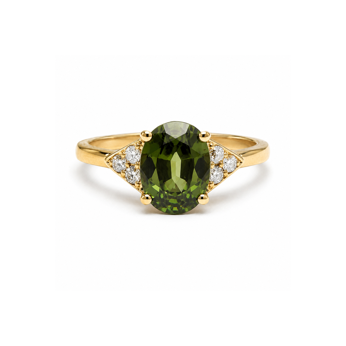 2.58 Carats Green Sapphire Diamonds Rose Gold Ring