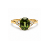 2.58 Carats Green Sapphire Diamonds Rose Gold Ring