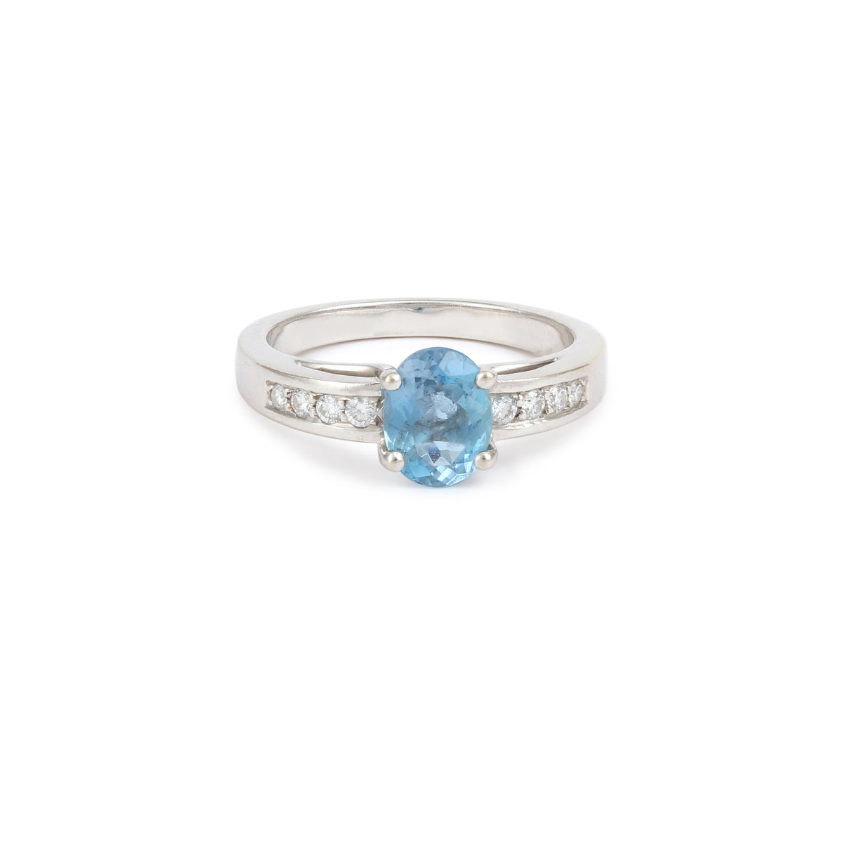 Bague Topaze 1.60 Carats Diamants Or Gris 18 Carats