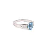 Bague Topaze 1.60 Carats Diamants Or Gris 18 Carats