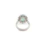 Certified 4.22 Carats Paraïba Tourmaline 1.60 Carats Diamonds 18K White Gold Ring