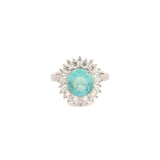 Certified 4.22 Carats Paraïba Tourmaline 1.60 Carats Diamonds 18K White Gold Ring