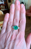 Certified 4.35 Carats Ethiopian Emerald Diamonds 18 Carats Yellow Gold Platinum Ring