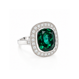 Bague Tourmaline Verte 8 Carats Diamants Or Gris 18 Carats