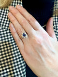 1.21 Carats Sapphire Diamonds 18 Carats White Gold Pompadour Ring