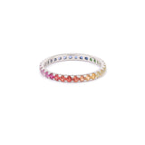 Alliance Tour Complet Saphirs Arc-En-Ciel Or Gris 18 Carats