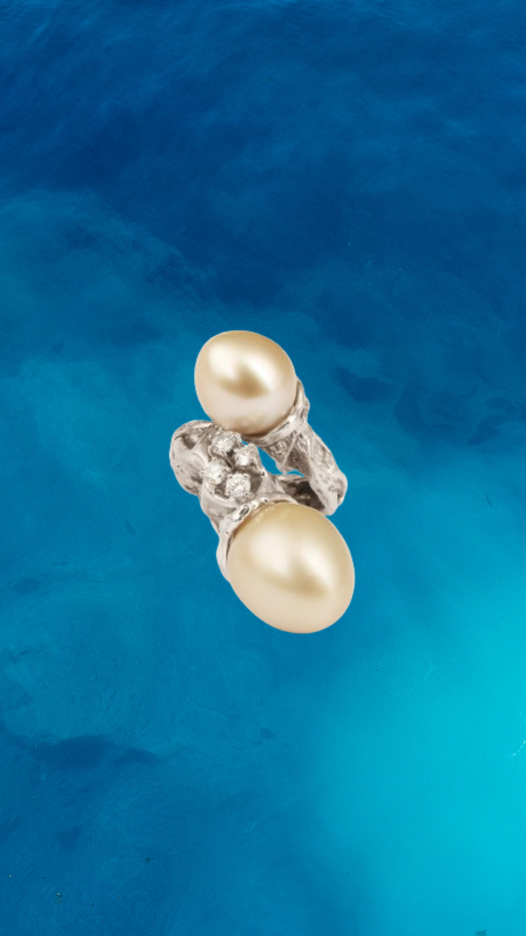 Gilbert Albert Gold Pearls Diamonds 18 Carat White Gold Cocktail Ring