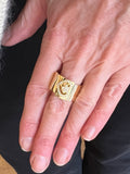 Bague Bandeau Légendes O.J. Perrin Cœur Diamants Or Jaune 18 Carats