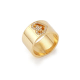 Bague Bandeau Légendes O.J. Perrin Cœur Diamants Or Jaune 18 Carats