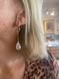 Boucles d’Oreilles Gouttes Quartz Rose Or Jaune 18 carats