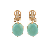 Vintage Turquoises Diamonds 18 Carats Yellow Gold Earrings