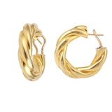 Vintage 18 Carats Yellow Gold Twisted Hoop Earrings