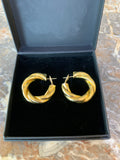Vintage 18 Carats Yellow Gold Twisted Hoop Earrings