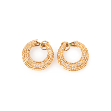 Boucles D'oreilles Clips Vintage Années 70 - Émail Noir Et Laiton Doré, Bijou Rétro