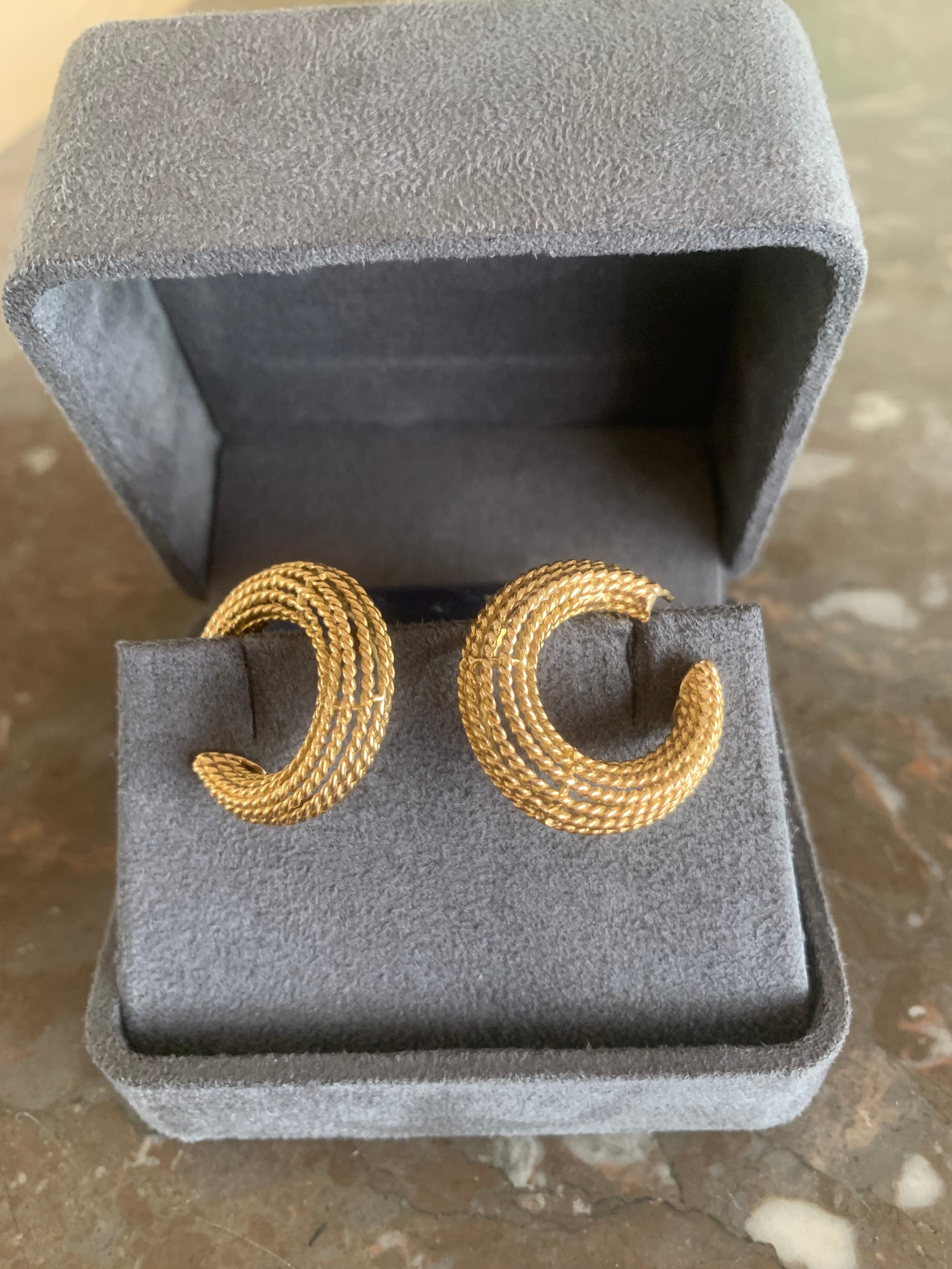 Créoles Vintage Torsades Or Jaune 18 Carats