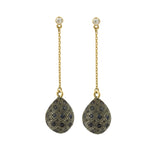 Boucles d’Oreilles Gouttes pavées Saphirs Diamants Or 18 Carats