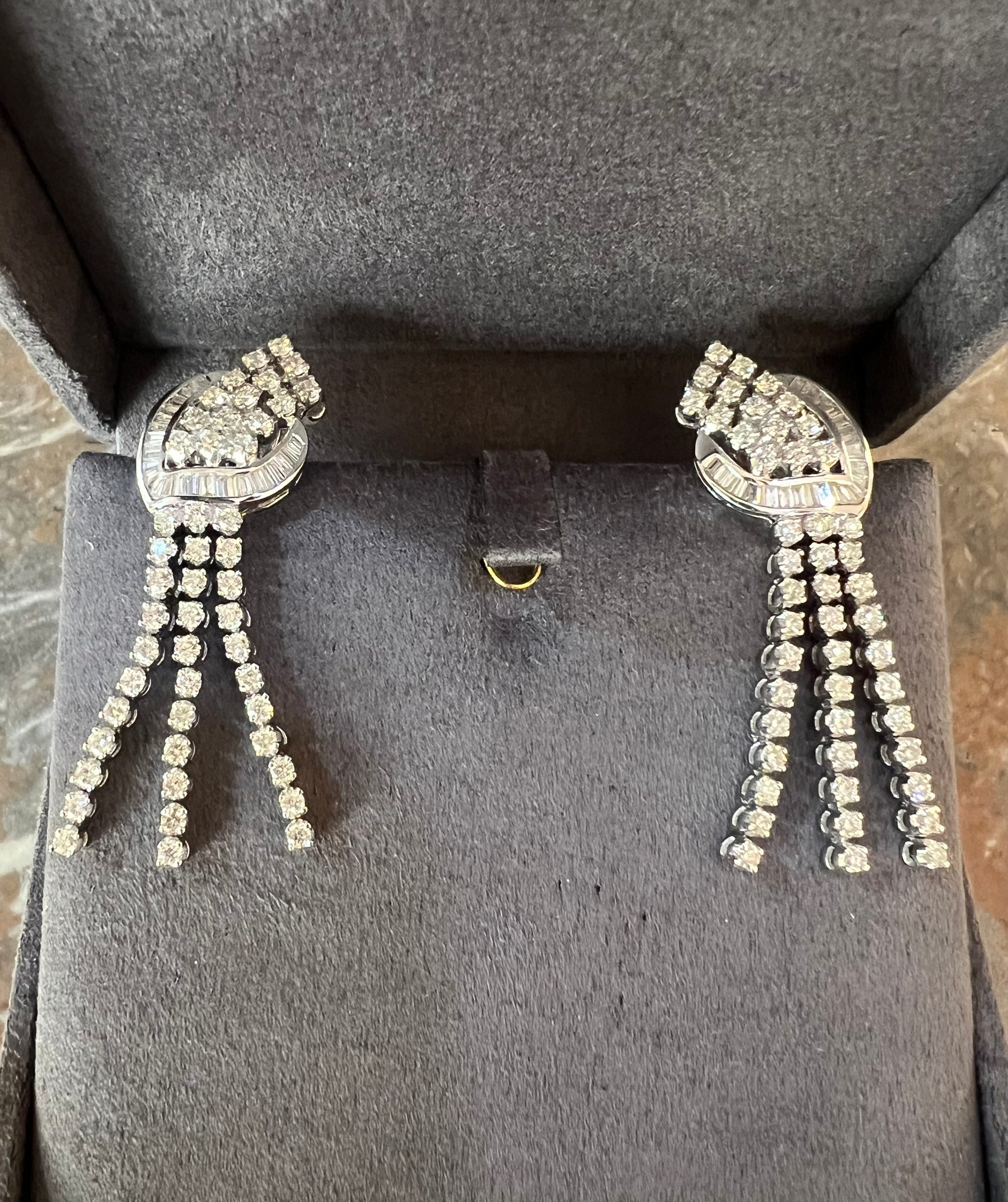 3 Carats Diamonds 18 Carats White Gold Cocktail Earrings