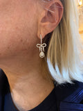 Ribbon Bow Diamonds 18 Carats White Gold Dormeuses Earrings