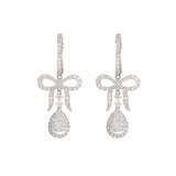 Ribbon Bow Diamonds 18 Carats White Gold Dormeuses Earrings