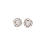 Boucles d'Oreilles Tourbillons Diamants Or Gris 18 Carats
