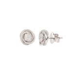 Boucles d'Oreilles Tourbillons Diamants Or Gris 18 Carats