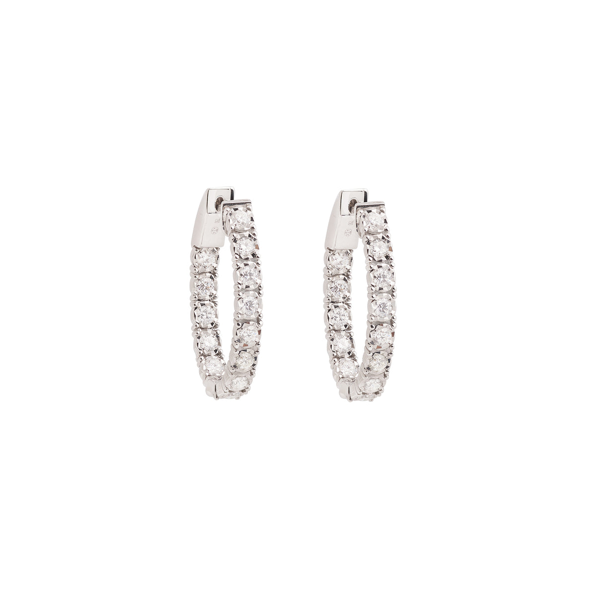 Paire Créoles Diamants 1.06 Carats Or Gris 18 Carats