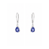 Boucles d'Oreilles Dormeuses Tanzanites Poires Or Gris 18 Carats