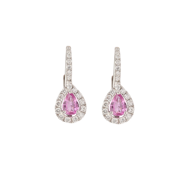 Boucles D'oreilles Or Rose 18 Carats Avec Saphir - Neuf Avec étiquettes - Style Clou