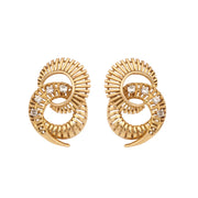 Retro Diamonds 14 Carat Yellow Gold Whirlwind Earrings