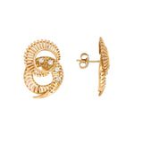 Retro Diamonds 14 Carat Yellow Gold Whirlwind Earrings