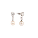 2.80 Carats Diamonds Pearls Platinum 18 Carats White Gold Convertible Drops Studs Earrings