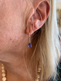 Boucles d'Oreilles Dormeuses Tanzanites Poires Or Gris 18 Carats
