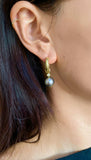 10mm Tahitian Pearls 18 Carats Yellow Gold Hoop Earrings